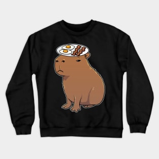 Capybara with Bacon and Eggs on its head Crewneck Sweatshirt